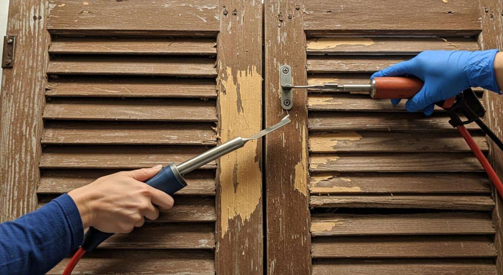 Rénover un volet en bois défraîchi sans le poncer : la technique paresseuse qui donne un résultat bluffant (le décapage thermique)