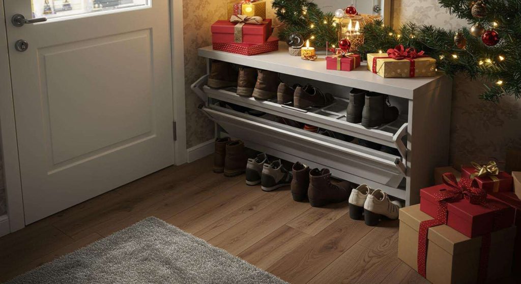 Comment créer un rangement discret pour les chaussures d'invités dans l'entrée pour les fêtes