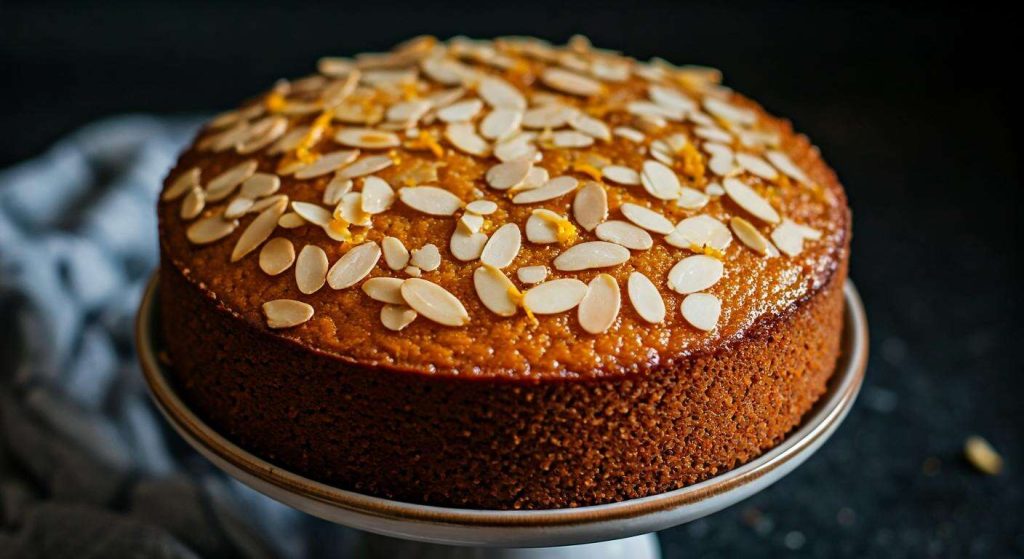 Gâteau marocain à l'orange et aux amandes : moelleux à la semoule, sirop parfumé à la cardamome